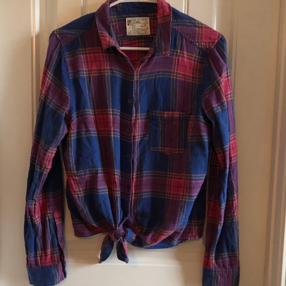 Garage tie front pastels button down